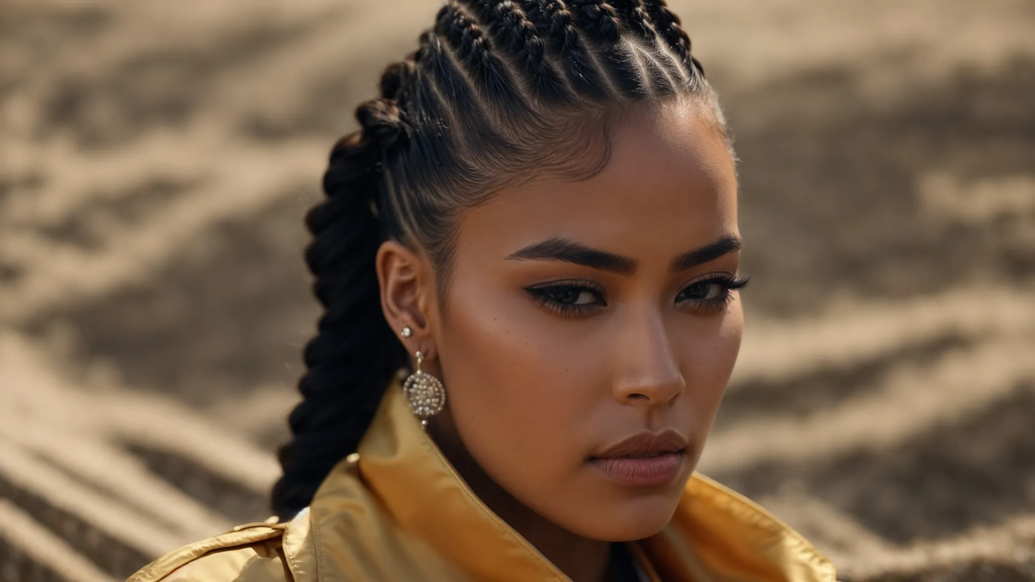 Old-School Glam: Exploring the Vintage Hairstyle Revival 5 a model walks down the runway, showcasing a striking blend of tight cornrows and flowing waves, symbolizing a modern tribute to historical hairstyles.
