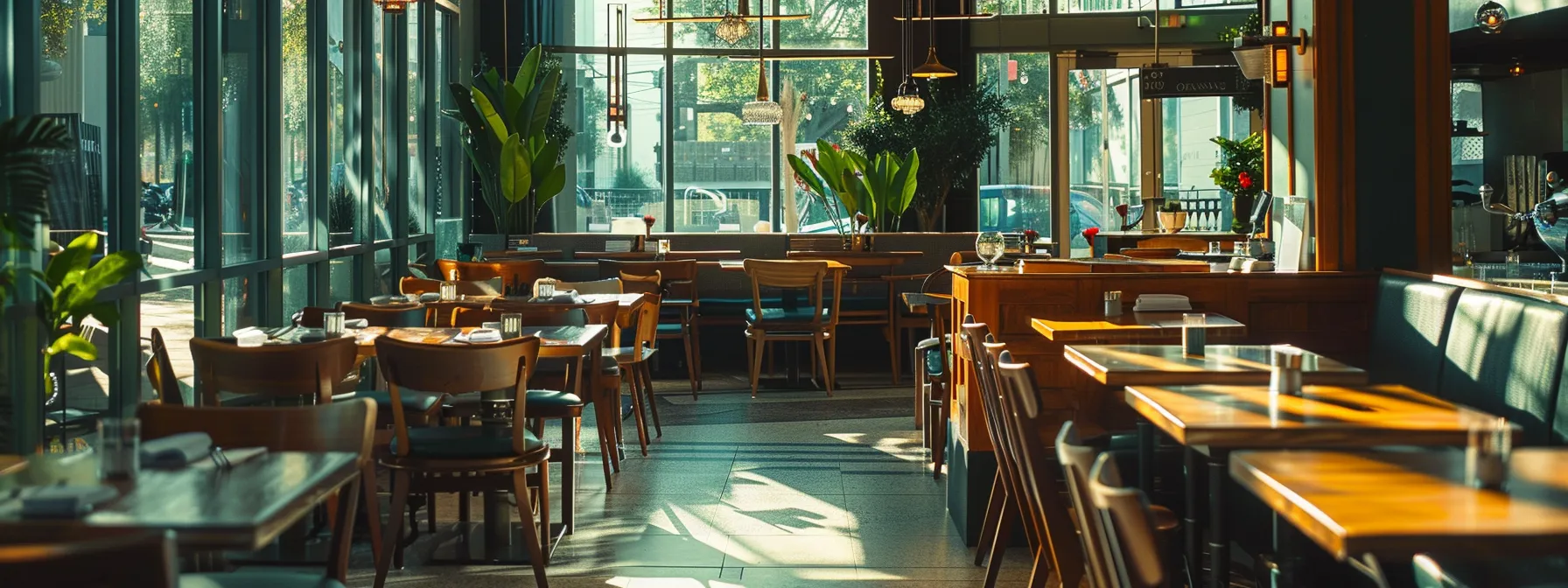 a stylish and chic restaurant interior in north dallas, filled with elegant decor and upscale ambiance.
