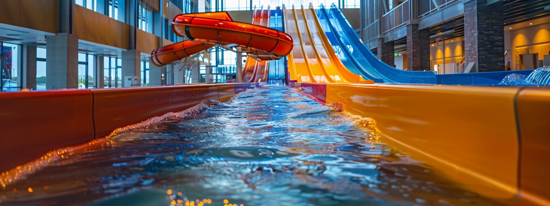 Top Hotels with Water Parks in Dallas, TX: Ultimate Family Getaway Guide 1 a thrilling water slide in an indoor water park in dallas.