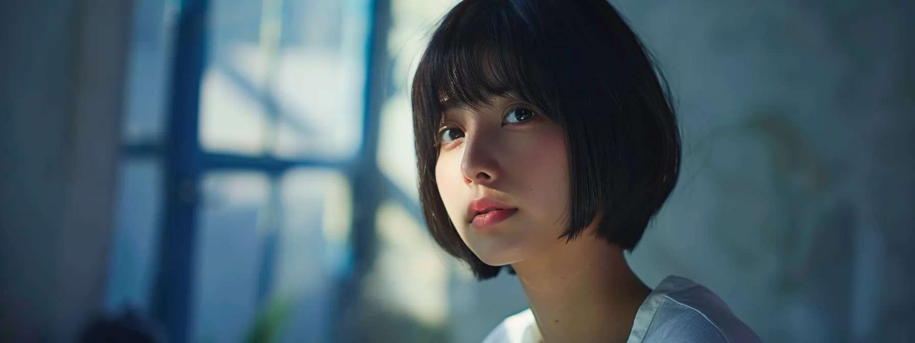 Short Trendy Haircuts for Women Unveiled 1 a woman with a blunt collarbone bob hairstyle confidently showcasing her sleek and polished look.