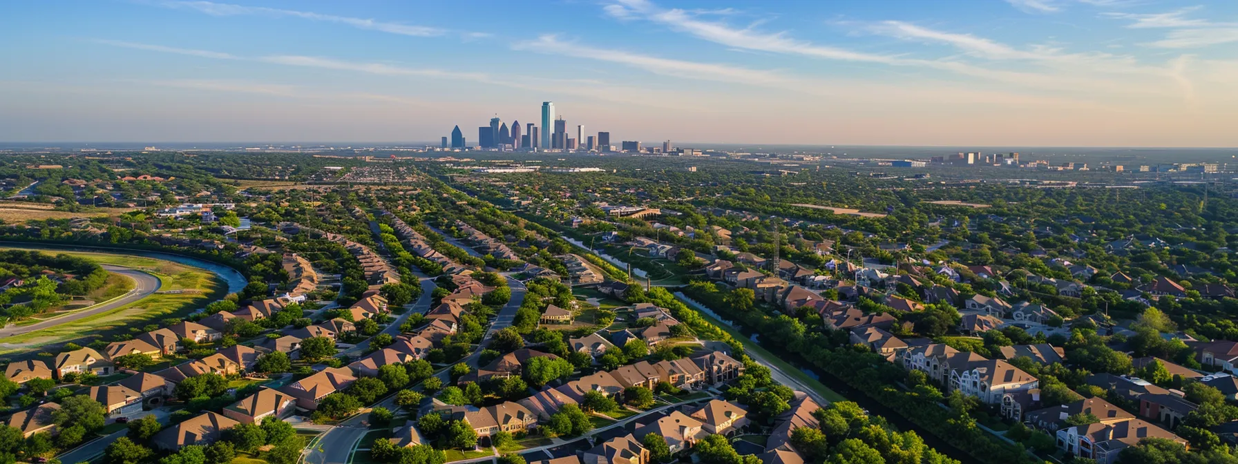 Analyzing North Dallas Home Price Trends 3 aerial view of north dallas surrounded by neighboring cities plano, richardson, and mckinney.