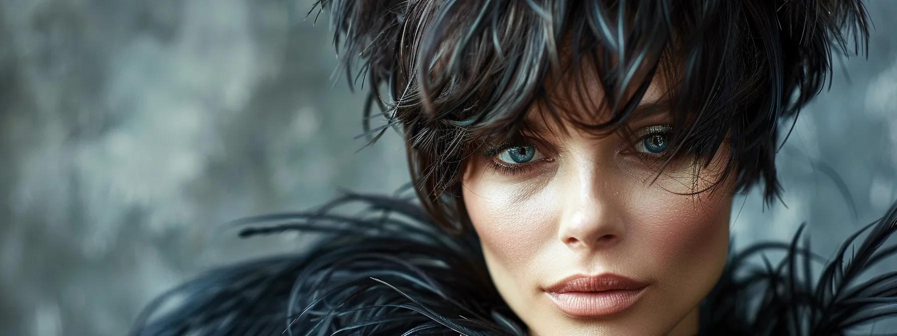 A Guide To Layered Haircut Styles for Women 3 a woman displaying a stylish feather cut with soft, wispy ends.