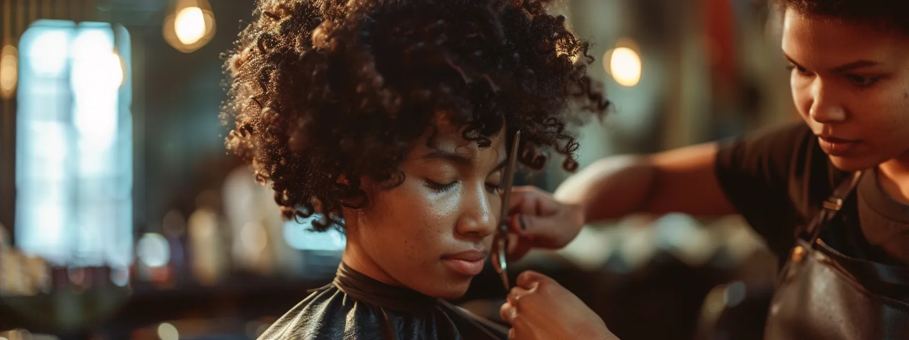 Curly Hair Cutting Techniques for Beautifully Defined Curls 1 a person with beautiful, bouncy curls getting a specialized curl cutting technique at the salon.
