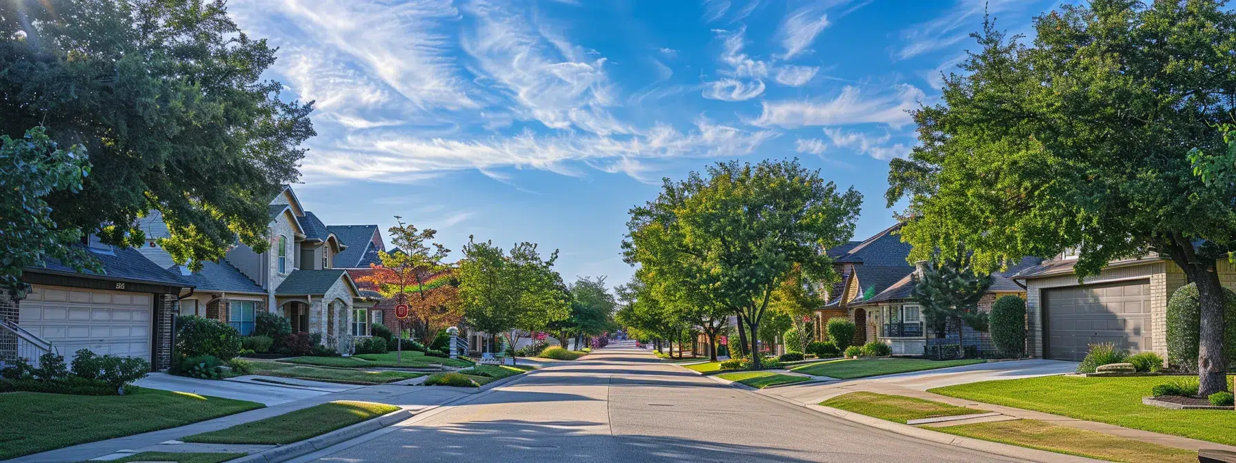 Analyzing North Dallas Home Price Trends 5 a sunny day with a residential neighborhood in north dallas showing houses with different styles and sizes.