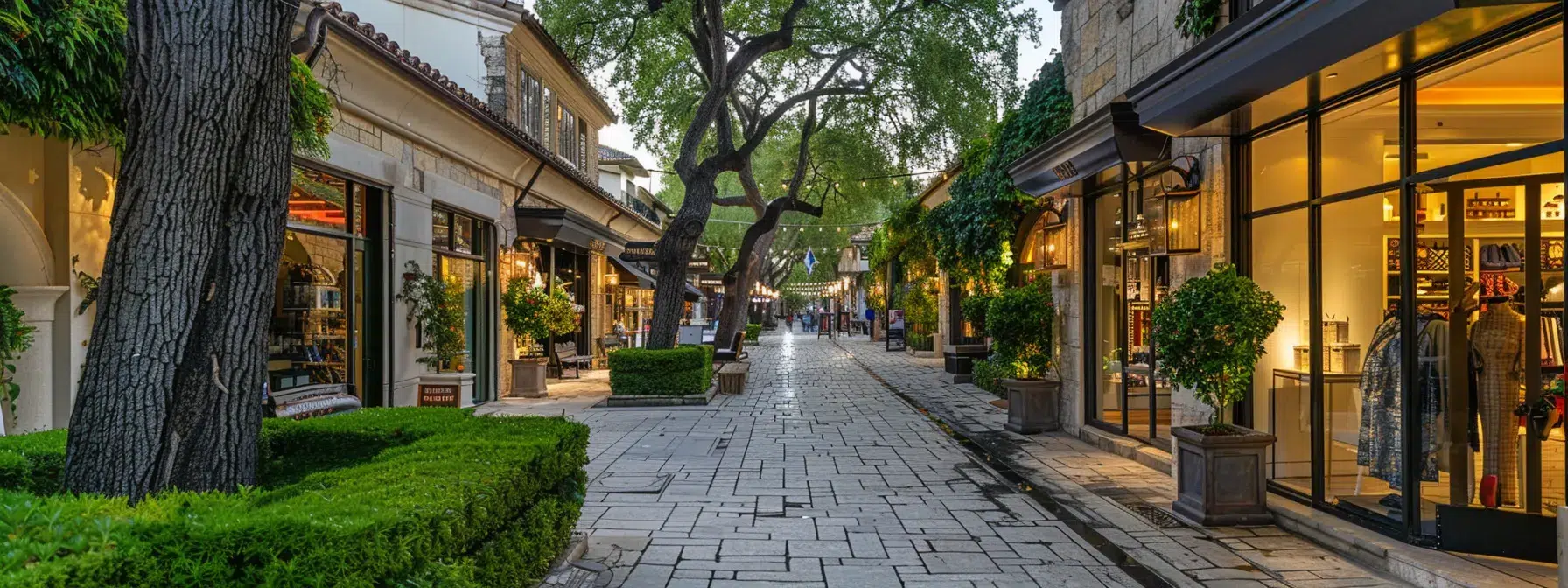 Experience Premier Luxury Shopping in North Dallas Centers 3 luxurious boutiques line the charming oak-lined streets of highland park village.