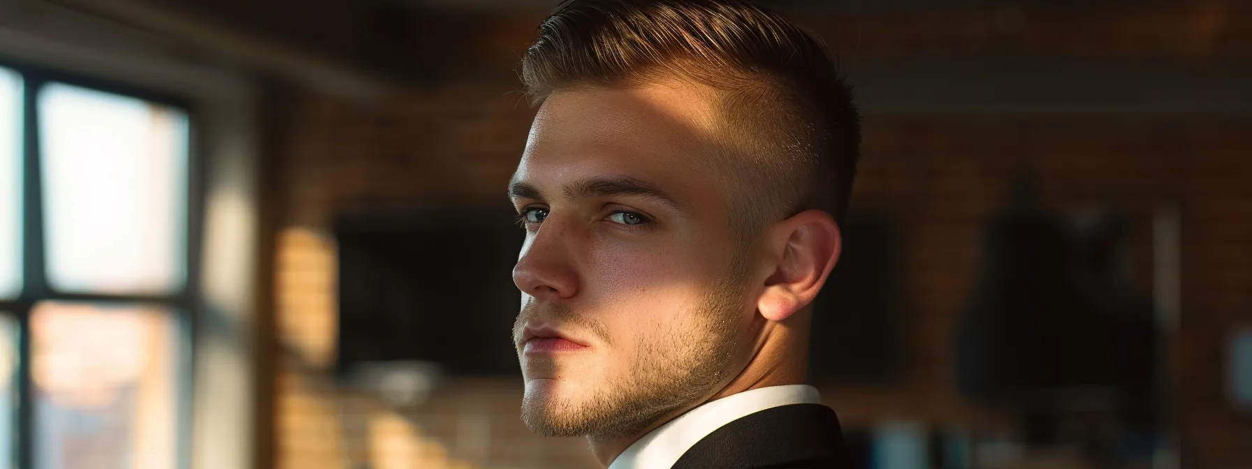Mastering the Undercut: A Step-by-Step Guide for Men 3 a man with an undercut styled in a sleek and professional manner, ready for a day at the office.