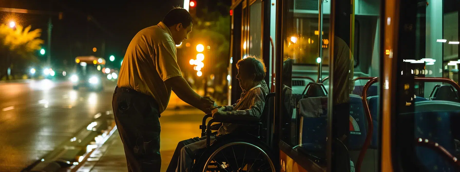 Comprehensive Guide to DART Services in North Dallas 5 a kind dart employee assisting a senior rider with a disability onto a wheelchair-accessible bus in north dallas.