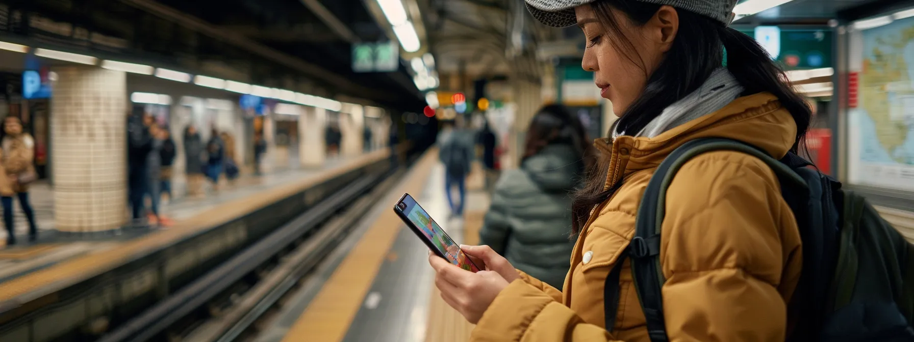 Comprehensive Guide to DART Services in North Dallas 6 a person confidently navigating a bustling dart station with a smartphone displaying real-time service updates.