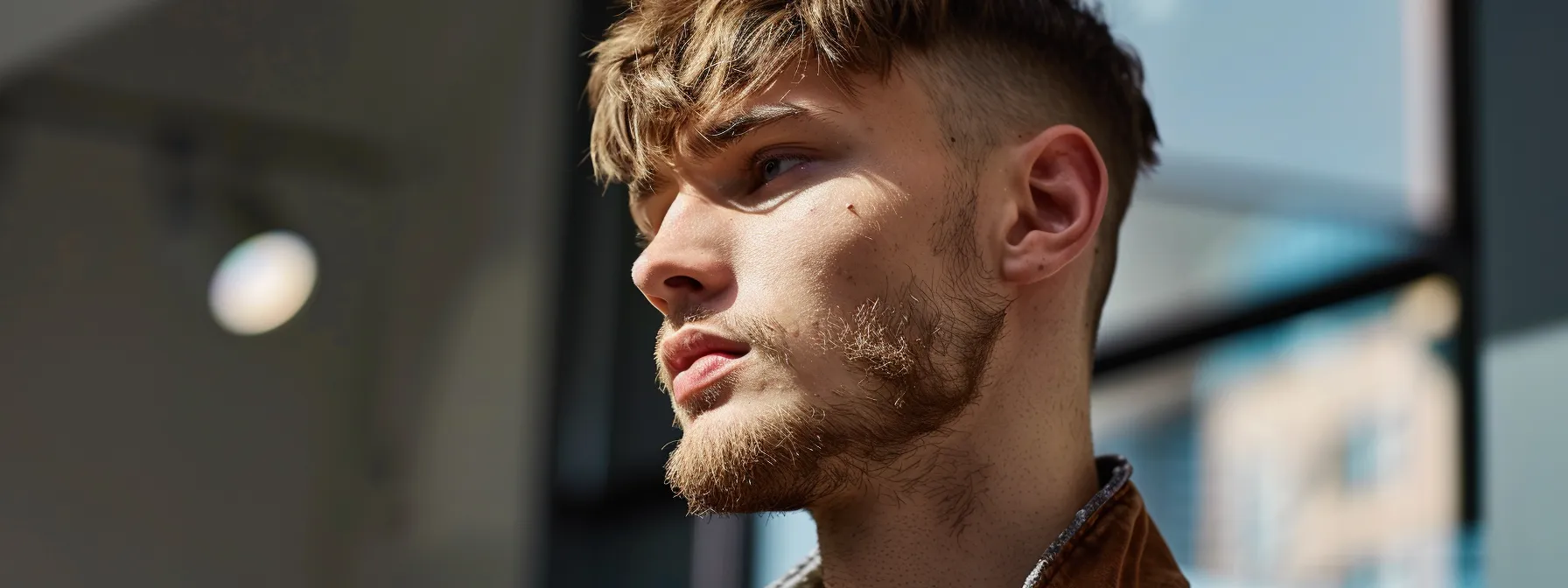 Modern and Trendsetting Short Hairstyles for Men 2 a man with a textured fringe undercut fade hairstyle styled with clay for a modern look, showcasing versatility in short hair trends for men this season.