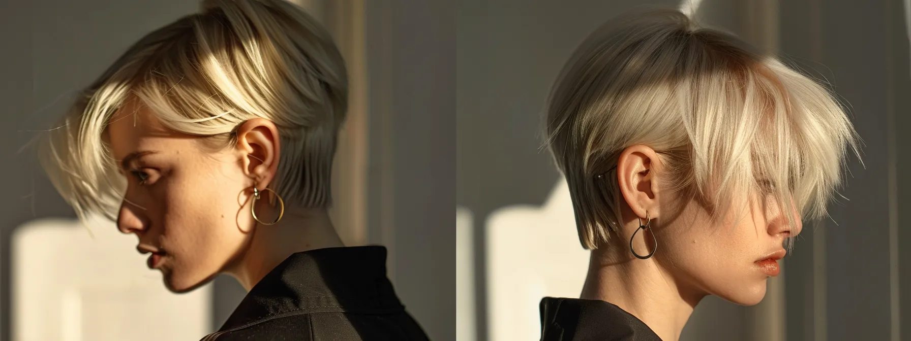 Layered Pixie Cut Examples & Styling Tips 1 a chic platinum pixie cut styled with edgy layers and bangs, reflecting modern trends and celebrity influence.