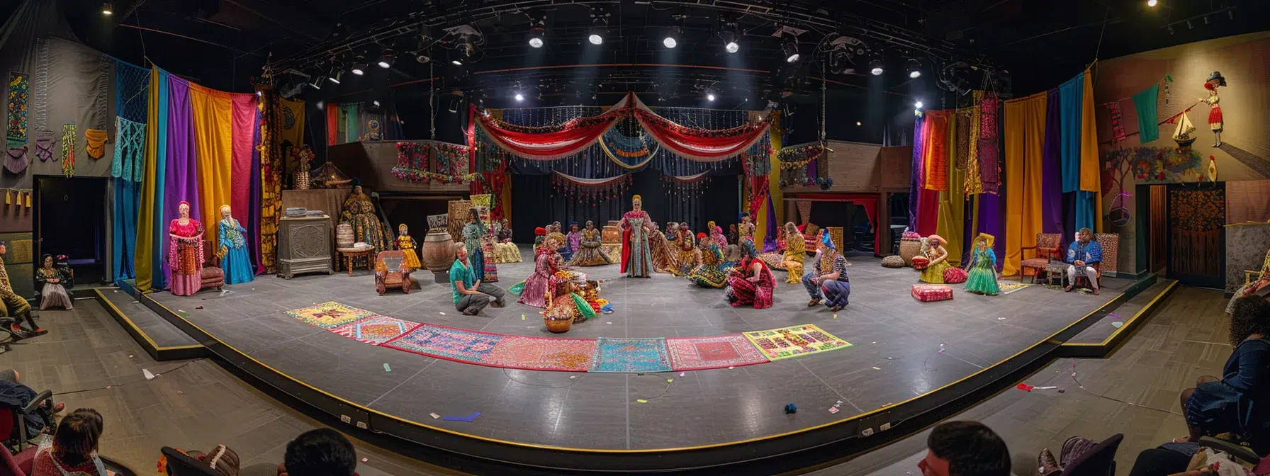 Your Guide to Iconic Cultural Events In North Dallas 5 vibrant stage filled with colorful costumes, props, and eager actors preparing for an upcoming community theater production in north dallas.