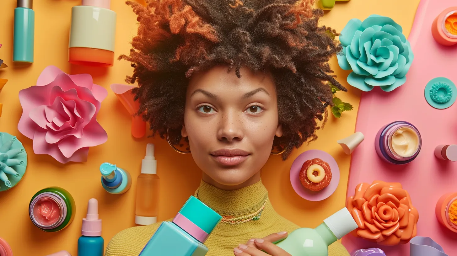 Curly Hair Styling Tips: Mastering Effortless Looks 1 a woman with beautifully defined curls, applying nourishing protein treatment to her hair, surrounded by various hair products that cater to her unique curl type.