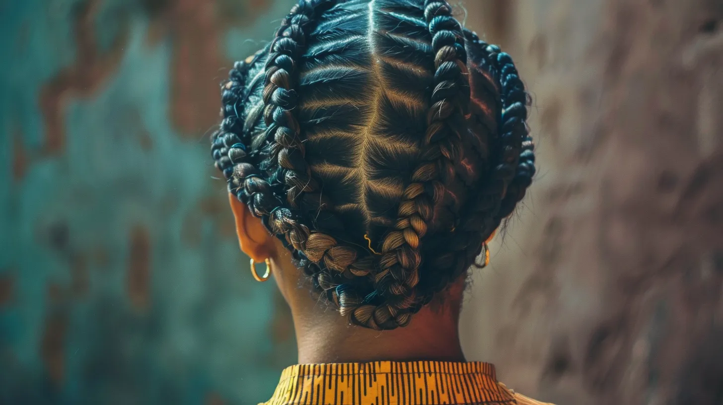 How to Prevent Split Ends in Long Hair Without Sacrificing Length 5 a person with long, healthy hair styled in a protective braided updo, showcasing how to prevent breakage and maintain length.