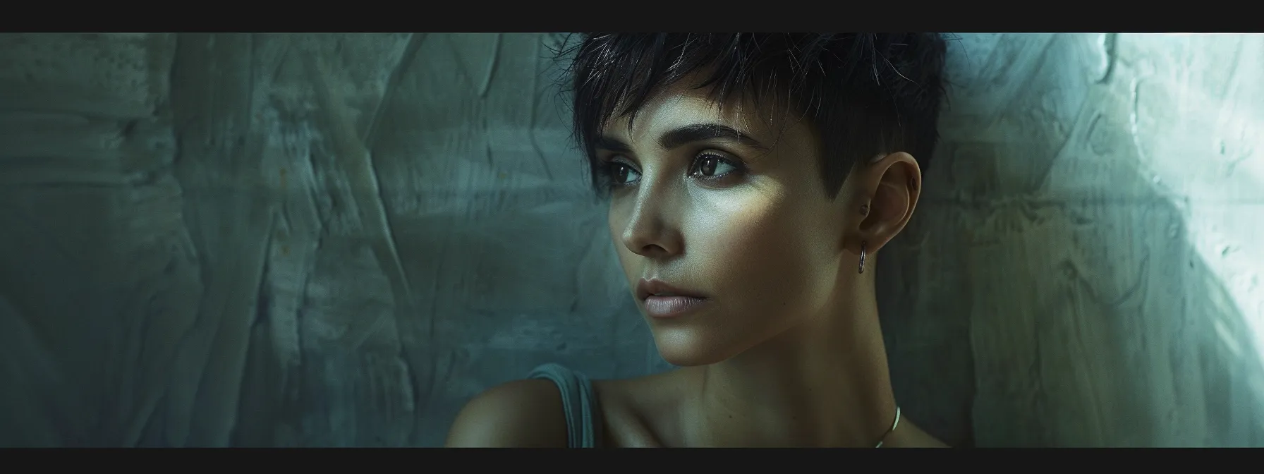 Ultimate Guide to a Flattering Pixie Cut for Thick Hair 6 a confident woman with a stylish asymmetrical pixie cut, showcasing the movement and texture of her thick hair.