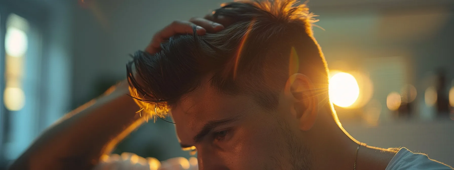 The Latest Trends in Men's Layered Haircuts 3 a modern man styling his short hair