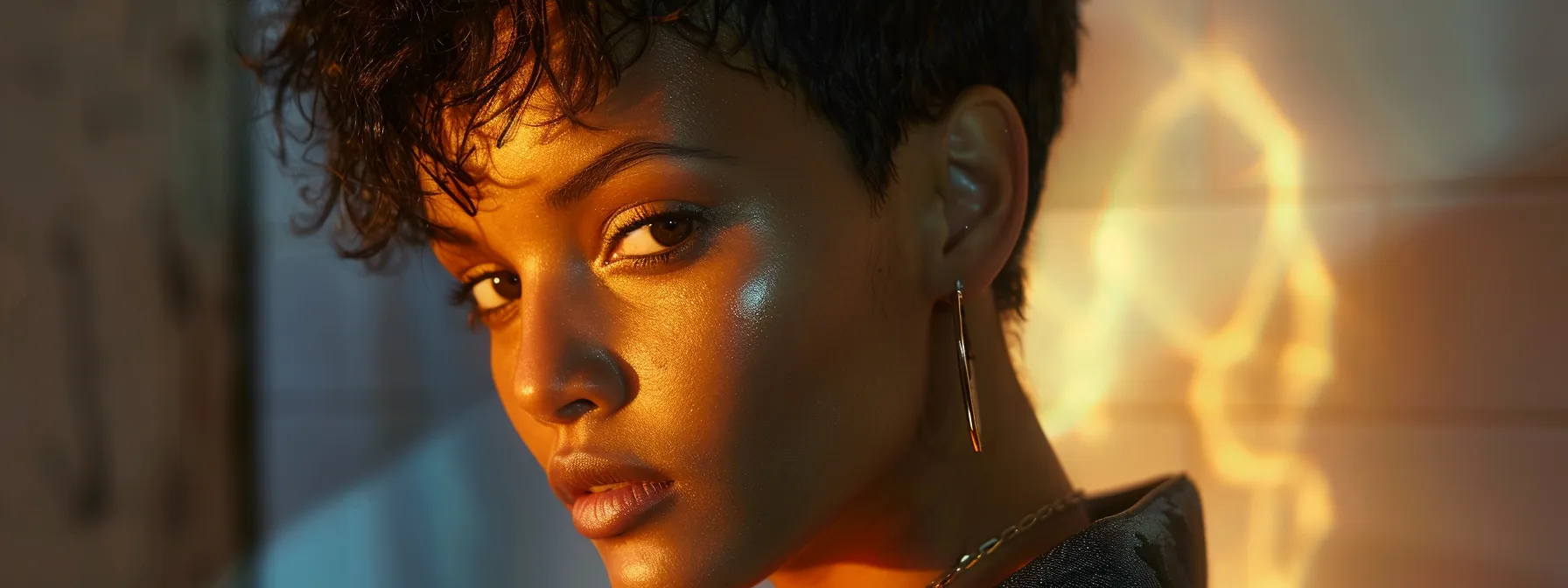 Ultimate Guide to a Flattering Pixie Cut for Thick Hair 4 a bold, textured pixie cut styled with sleek definition and eye-catching accessories to enhance the thick hair's volume and chic short style.