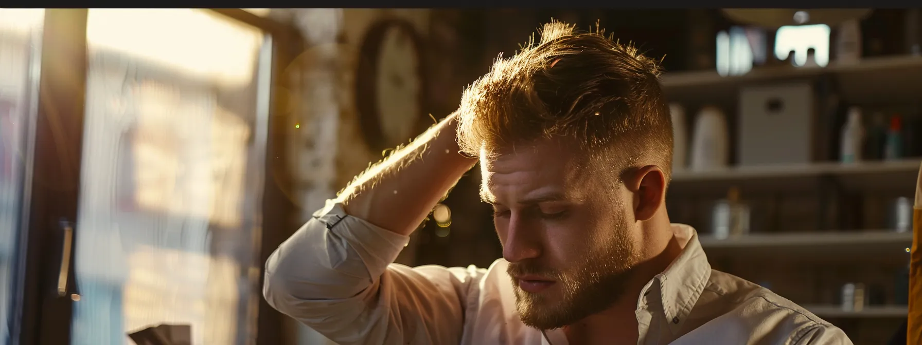 The Latest Trends in Men's Layered Haircuts 4 a modern man styling his short hair