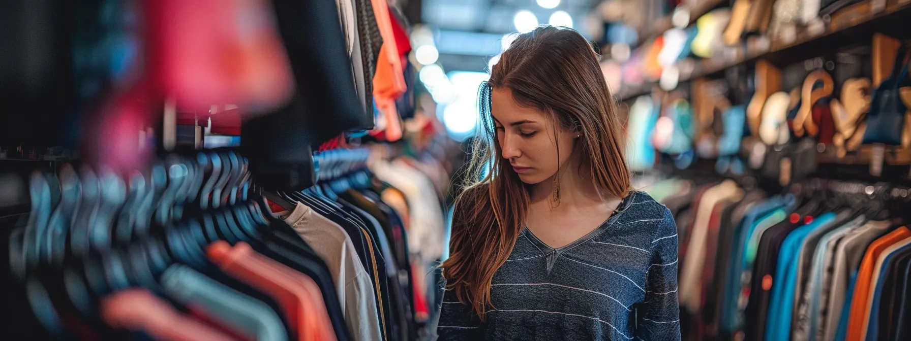 Explore the Charm of Boutique Shops in North Dallas for Unique Finds 6 a stylish shopper browsing through racks of trendy clothing in a chic north dallas boutique.