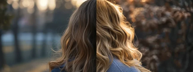 a woman with beautifully layered hair, cascading in soft waves down her back, framing her face perfectly.