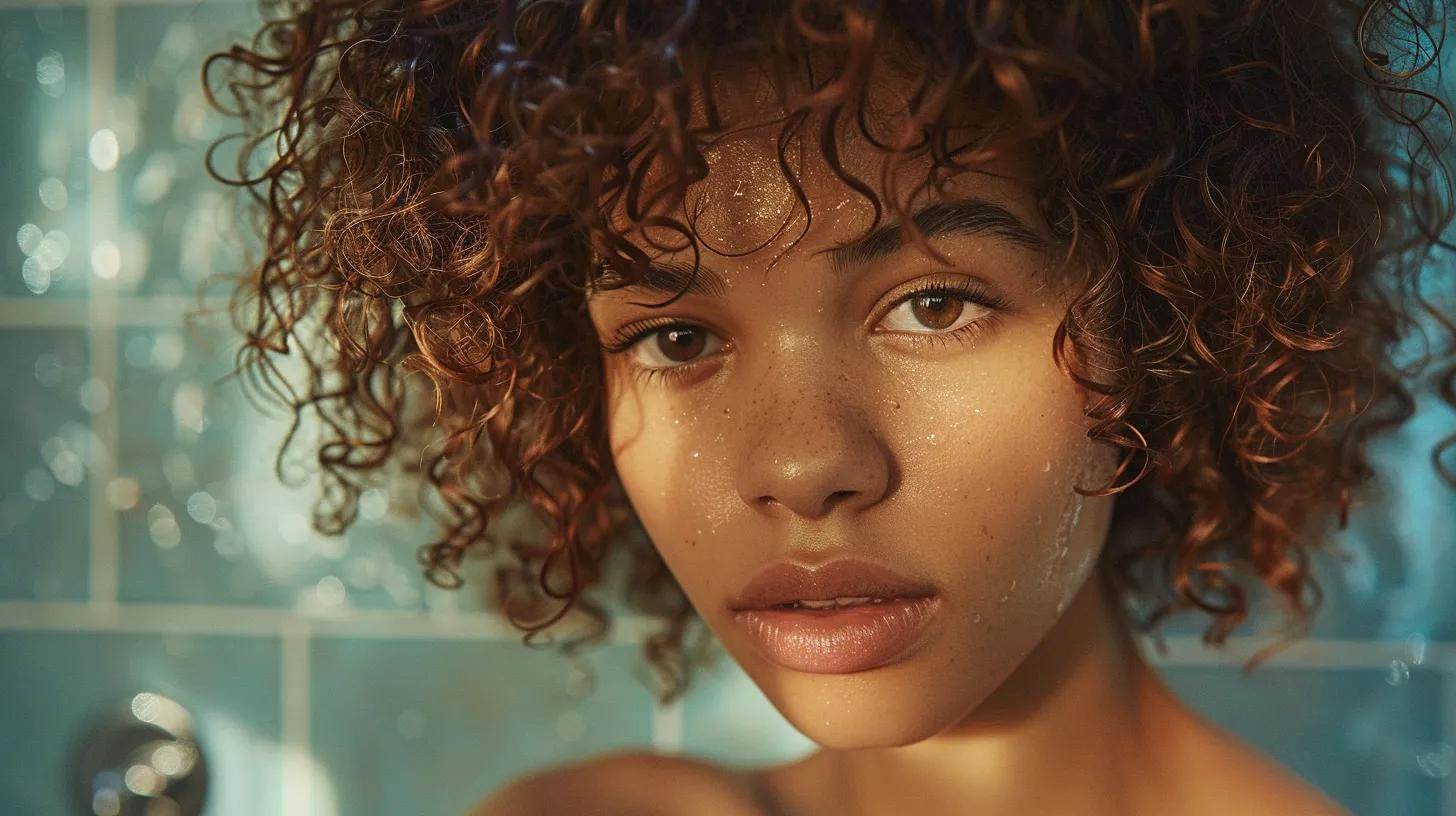 Understanding the Importance of Deep Conditioning for Curly Hair 3 a beautifully styled head of lush, defined curls glistens under soft, diffused lighting, highlighting the vibrant texture and hydration from a deep conditioning treatment, set against a serene bathroom backdrop.