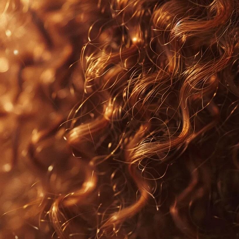 a luxurious close-up of vibrant, bouncy curly hair glistening under soft, natural light, showcasing the texture and shine enhanced by a deep conditioning treatment.
