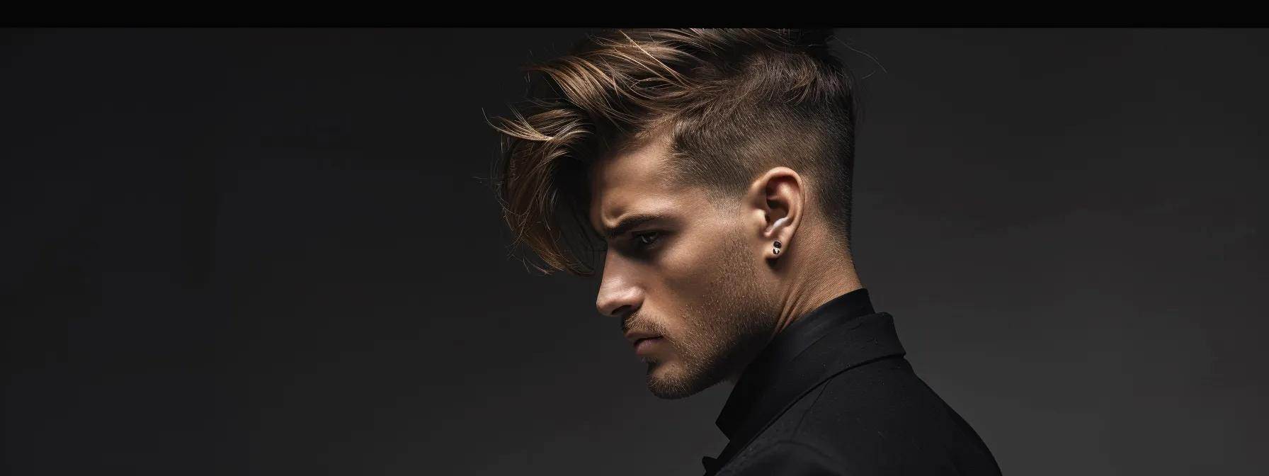 a man confidently rocking a textured and voluminous undercut hairstyle, showcasing a sleek yet edgy look with subtle accessories. a man confidently rocking a textured and voluminous undercut hairstyle, showcasing a sleek yet edgy look with subtle accessories.