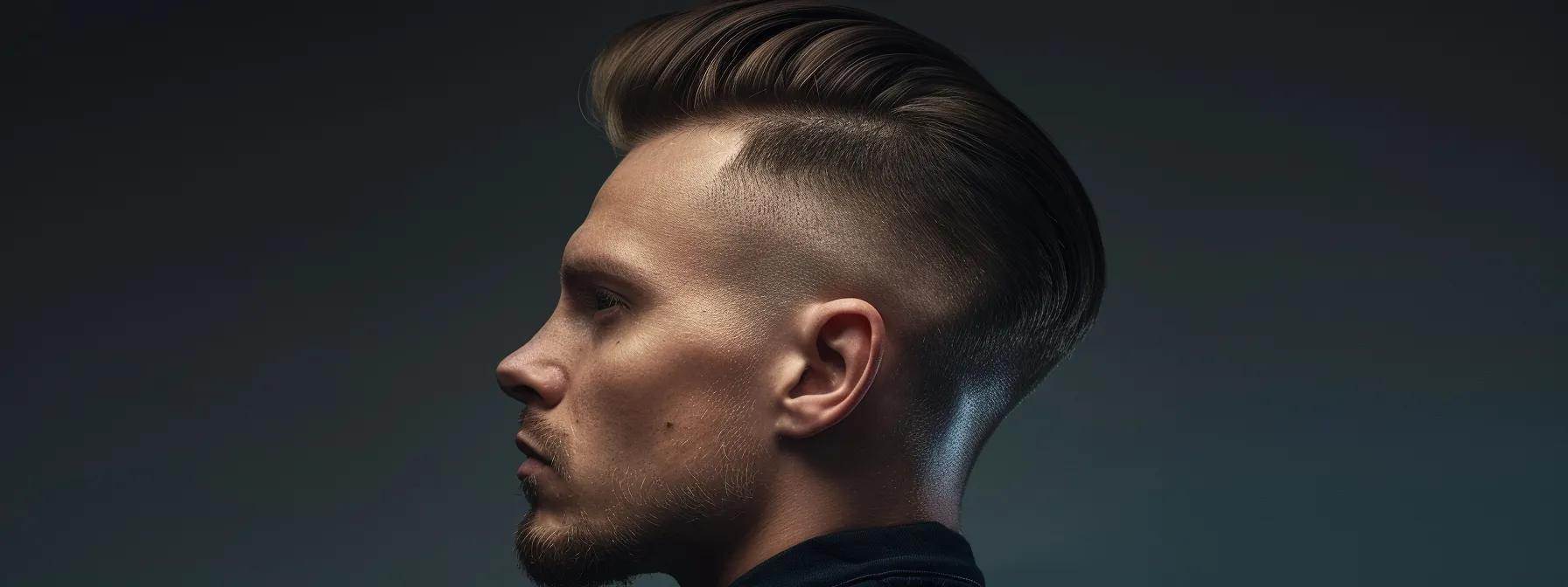 a sleek, well-groomed undercut hairstyle styled with precision and care to maintain a sharp and polished look. a sleek, well-groomed undercut hairstyle styled with precision and care to maintain a sharp and polished look.
