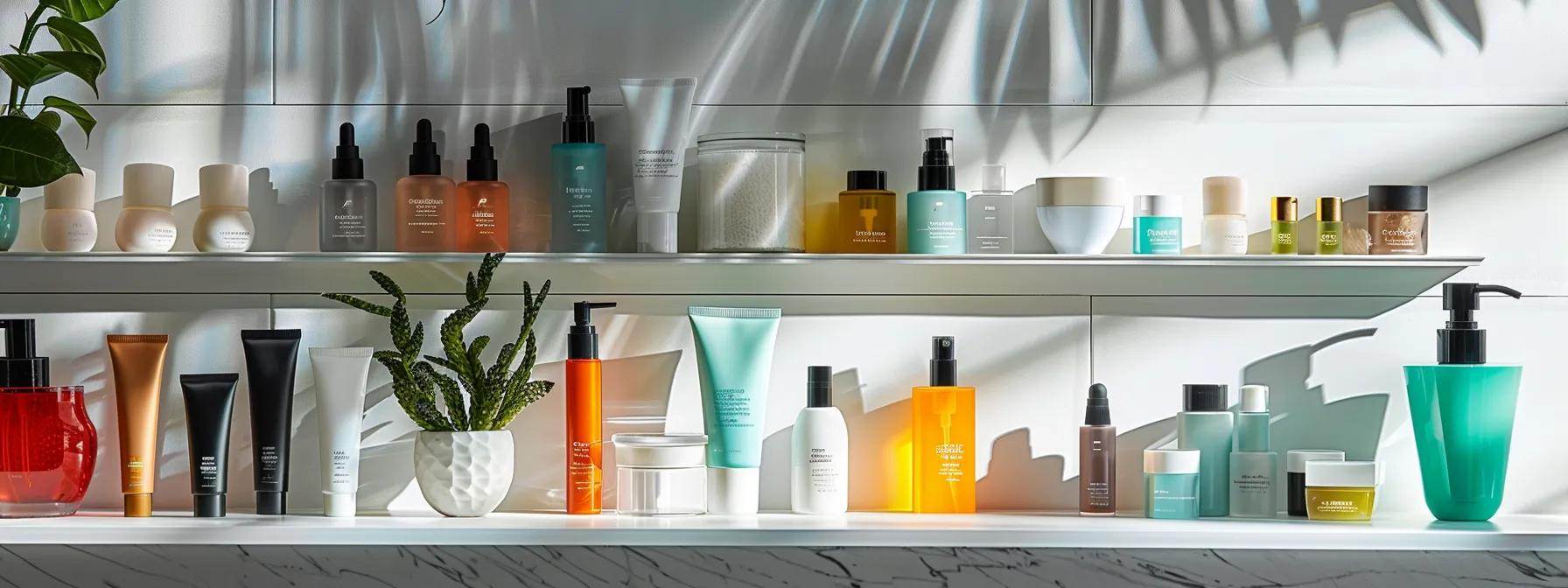 capture a vibrant array of curl-enhancing creams, gels, and mousses neatly arranged on a sleek, modern vanity, ready to enhance and define beautiful curls. capture a vibrant array of curl-enhancing creams, gels, and mousses neatly arranged on a sleek, modern vanity, ready to enhance and define beautiful curls.