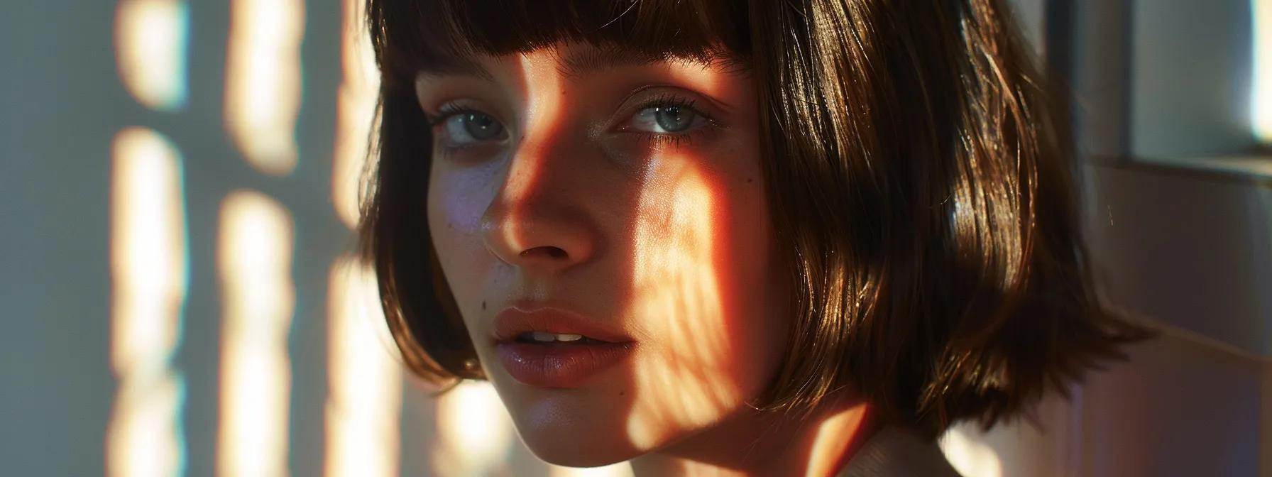 Discover the Best Bangs for Your Face Shape 1 a woman with bangs and a bob cut