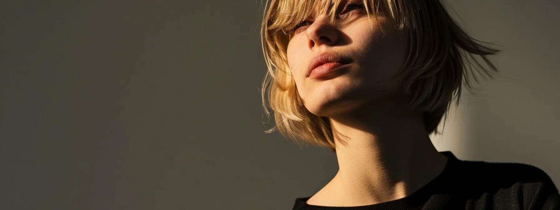Discover the Best Bangs for Your Face Shape 3 a blond-haired woman with a round face and bangs