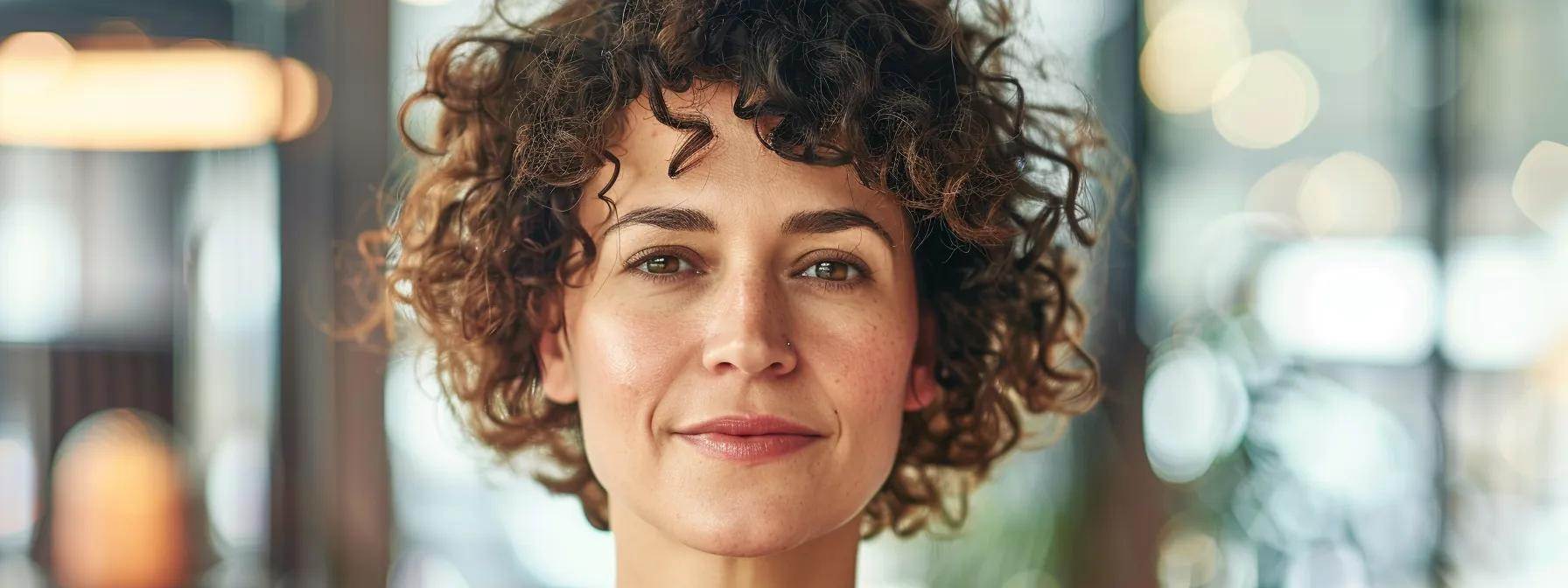 The Best Curly Hair Maintenance Products for Perfect Curls 1 a confident woman with short curly hair styled to perfection